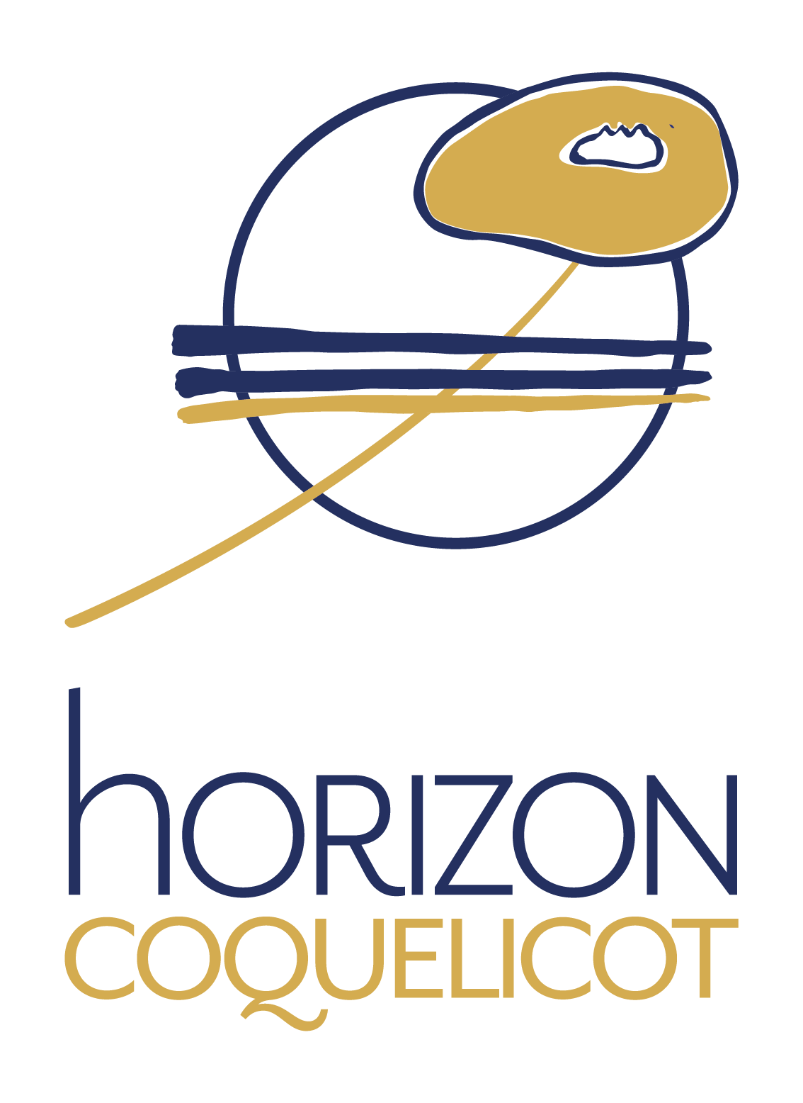 Logo or et bleu du studio Horizon Coquelicot Quimper